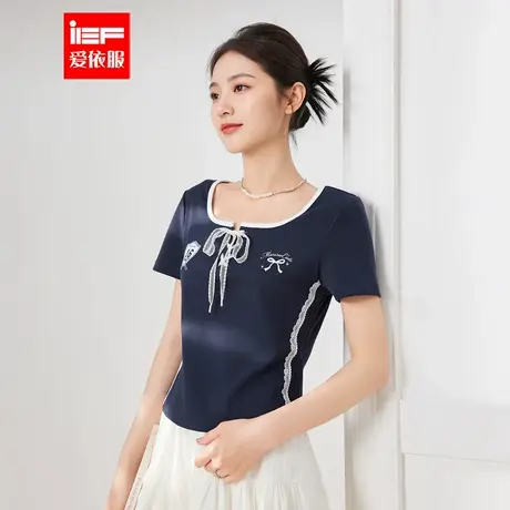 IEF/爱依服高个子T恤2025夏季新款美式时尚小众设计感通勤风上衣商品大图