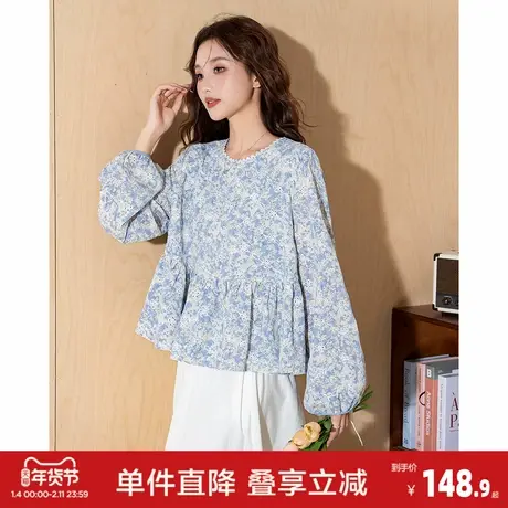 唐狮2026秋季长袖衬衫女圆领碎花春秋外穿上衣年轻时尚衬衣超好看图片