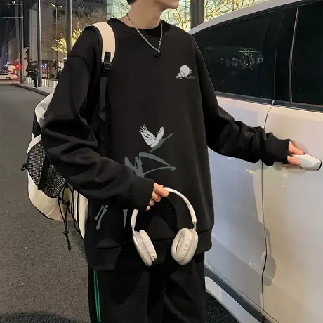 唐狮春秋季新款圆领卫衣情侣美式潮流街头百搭宽松上衣青少年TE商品大图