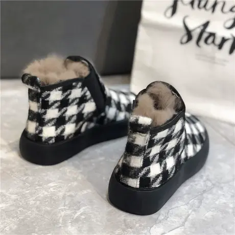 厚底东北雪地靴女冬季2022新款皮毛一体小众加厚马丁短靴洋气棉鞋商品大图