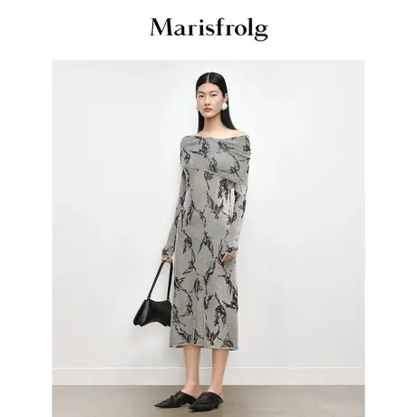 【商场同款】玛丝菲尔2023年秋季新款堆堆领海鸥提花针织连衣裙图片