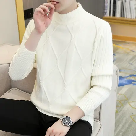 男士毛衣秋冬季加厚半高领保暖青少年针织打底衫潮高中生内搭线衣商品大图