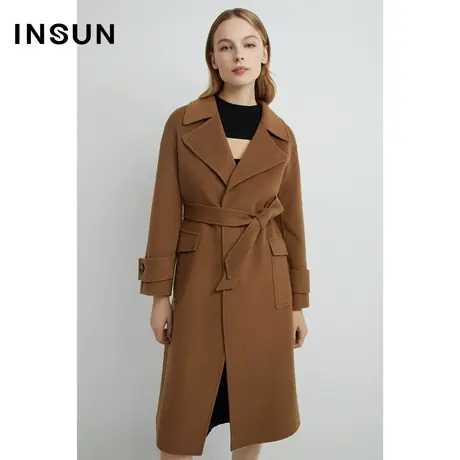 INSUN恩裳线上专选冬季纯羊毛绒感双面呢美拉德外套图片