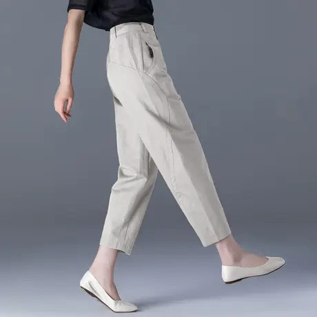 亚麻裤子女夏季薄款休闲裤九分裤宽松冰丝棉麻女裤夏哈伦裤镰刀裤商品大图