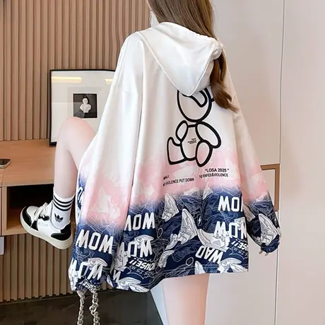 早秋设计感小众连帽卫衣女春秋季韩版宽松初秋百搭薄款开衫外套潮商品大图