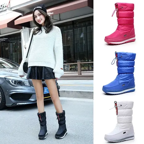 欧美新款百搭雪地靴女冬季加绒棉鞋防滑保暖短靴学生中筒加厚女鞋图片