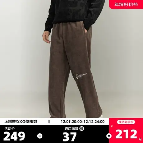 GXG男装2023年冬季新品加厚休闲潮搭宽松阔腿休闲裤长裤男商品大图