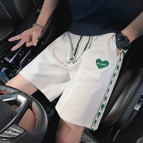 休闲爱心短裤夏季潮牌痞帅薄款五分裤2023新款裤子宽松大裤衩卫裤商品大图