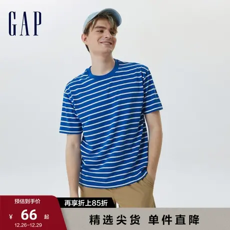 Gap男装夏季新款纯棉户外露营廓形短袖T恤宽松舒适休闲上衣671495图片
