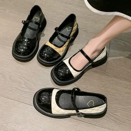 小香风玛丽珍小皮鞋女2024新款秋冬鞋子黑色厚底单鞋英伦风小皮鞋商品大图