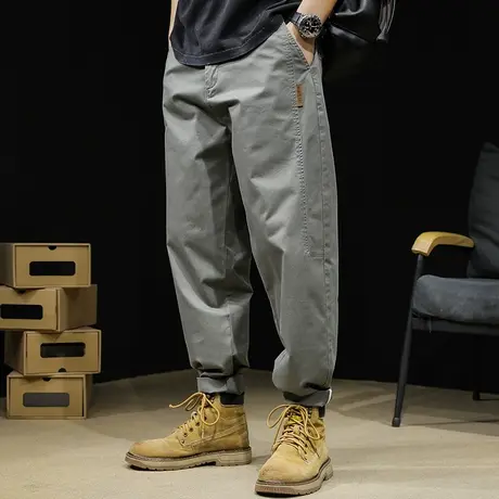 直筒休闲裤男春季2024新款潮牌拼接宽松大码男士锥形弹力裤子春秋图片