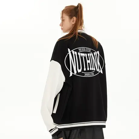 Nuthink美式vibe风字母潮牌棒球服外套男飞行员夹克秋冬大码宽松商品大图