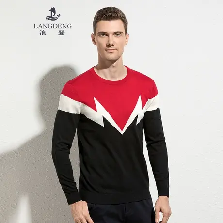 浪登品牌圆领毛衣男冬季保暖长袖天丝棉打底衫男士内搭羊毛针织衫商品大图