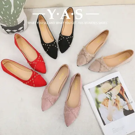 平底单鞋女2024新款夏季百搭尖头浅口豆豆鞋温柔晚晚鞋软底孕妇鞋商品大图