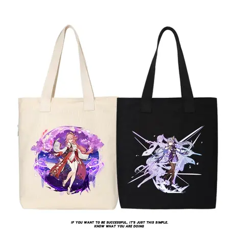 秀洛原神温迪神里绫华魈八重神子七七刻晴帆布包学生手提包单肩包商品大图