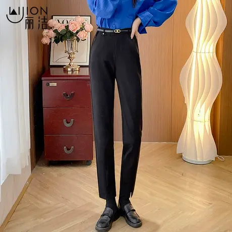 丽洁修身直筒裤女2024新款春秋季黑色高腰窄版九分西装裤女士裤子商品大图