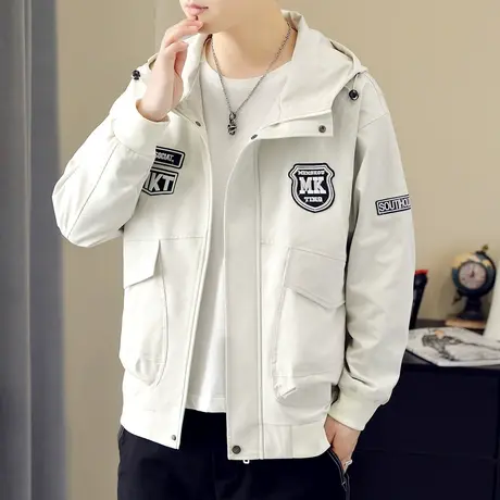 工装外套男潮牌春秋季连帽百搭男装ins宽松休闲潮流帅气男款夹克商品大图