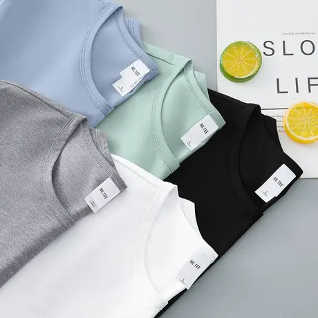 莫代尔白色t恤男士长袖圆领上衣服潮流秋季内搭打底衫纯色体恤衫商品大图