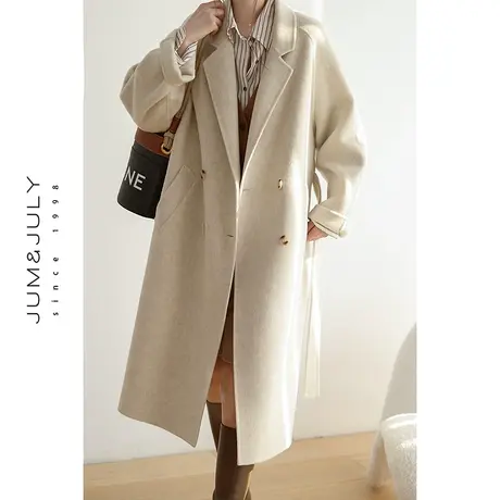 嘉茱莉2022秋冬季新款赫本风大衣女毛呢外套高级感韩系双面呢子女商品大图