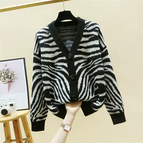 V领针织开衫毛衣2022年新款女宽松外穿春秋外套女上衣长袖百搭潮图片