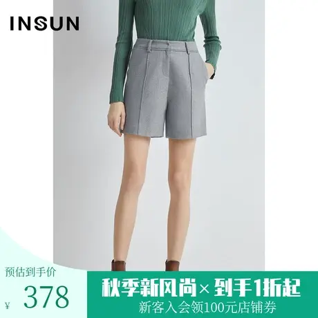 恩裳冬季经典时尚西裤女阔腿垂感通勤羊毛直筒休闲短裤女图片