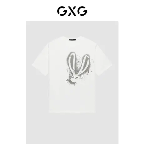 GXG男装 时尚潮流个性兔子印花宽松舒适男T恤情侣短袖 23年清仓款商品大图