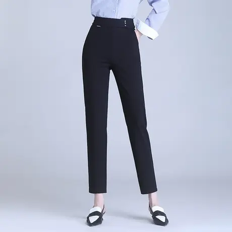 黑色小脚裤女春秋2023新款高腰小个子西装裤显瘦通勤小直筒烟管裤商品大图