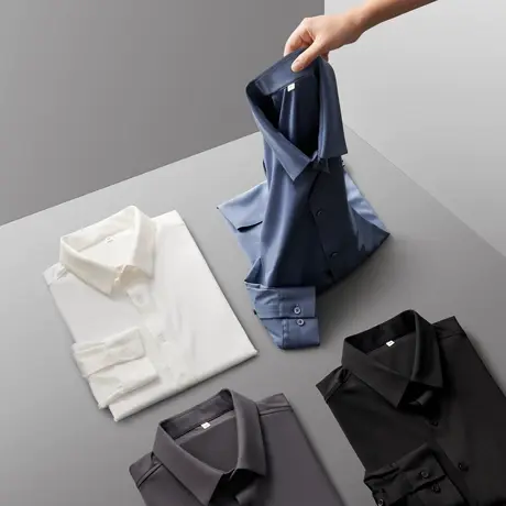 冰丝无痕衬衫男商务夏季薄款免烫高级感男装上衣男士衬衣长袖春秋商品大图