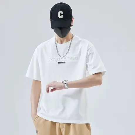 夏季情侣装高级感t恤男生青少年痞帅气圆领短袖体恤衫男士上衣服商品大图
