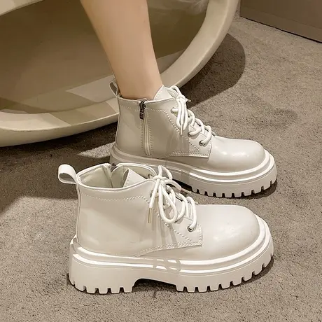 小个子系带马丁靴女秋季2023新款厚底增高短靴欧货爆款显瘦女靴子商品大图