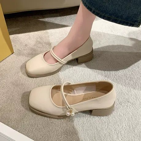 玛丽珍鞋女2023年夏新款防滑时尚单鞋日系jk粗跟高跟小个子小皮鞋商品大图