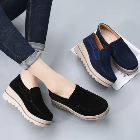 豆豆鞋春老北京布鞋女一脚蹬乐福鞋懒人休闲鞋韩版厚底单鞋松糕鞋图片