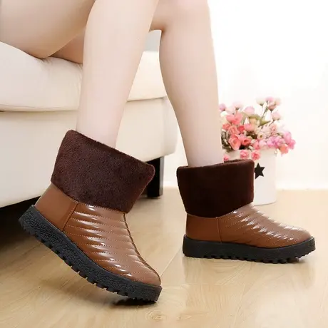 冬季加厚雪地靴女短筒棉鞋女高帮冬季加厚中老年人防水防滑棉靴子图片