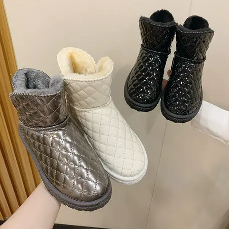 防滑防水雪地靴女冬季加绒女鞋加厚保暖抗寒东北棉鞋厚底短筒靴子图片