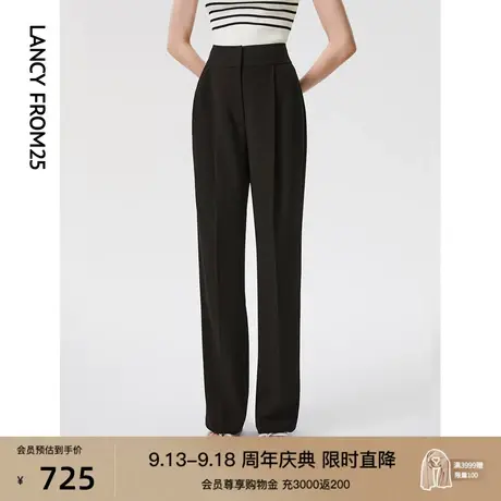 朗姿法式设计感直筒高腰显瘦商务职业正装黑色西装裤2023春秋新款商品大图