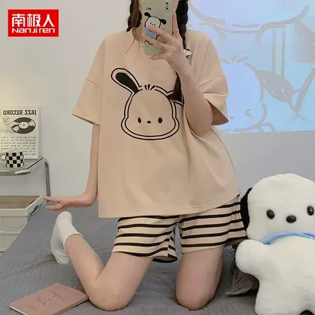 南极人纯棉睡衣女夏季短袖两件套装可爱薄款夏天2023年新款家居服商品大图