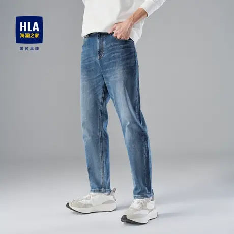 HLA/海澜之家SPRINTING SMILE牛仔裤秋冬季五袋款猫须工艺长裤男图片