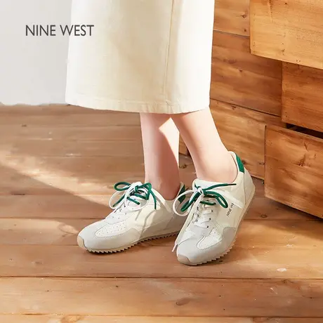 Nine West/玖熙内增高小白鞋女2025夏季新款厚底阿甘鞋复古德训鞋商品大图