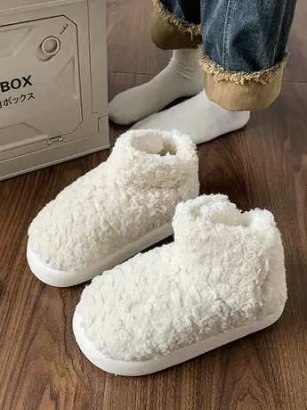 高包跟棉鞋女冬季保暖毛绒厚底踩屎感室内家居家用防滑月子棉拖鞋图片
