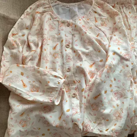 新品！A类全棉七宝双层纱布圆领睡衣～可爱少女家居服舒适柔软商品大图