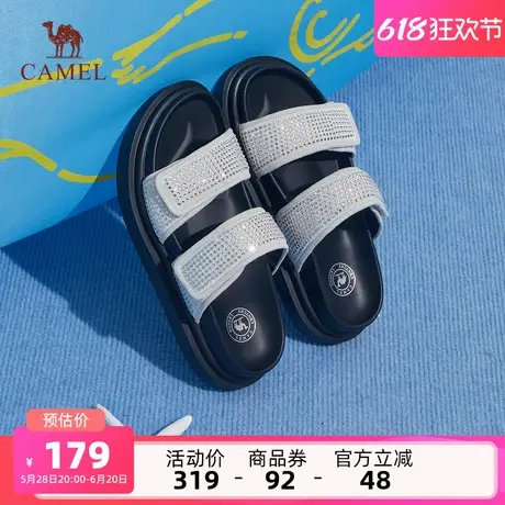 骆驼女鞋2025年夏季新款一字拖休闲凉拖鞋厚底增高拖鞋女外穿商品大图