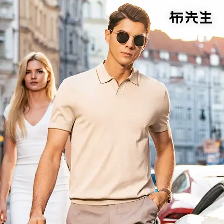 MrBu布先生海鸥领针织t恤男夏季新款撞色边短袖凉感polo衫AT15085图片