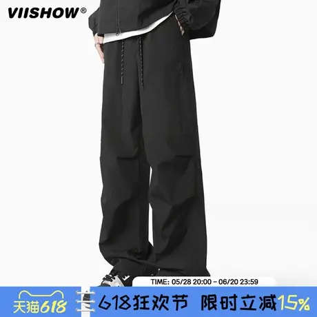 VIISHOW冲锋裤男款春秋季美式潮流休闲裤机能风宽松直筒工装裤子商品大图