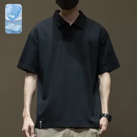 冰丝POLO衫男士薄款短袖t恤男2025夏季新款胖子宽松加大码商务风商品大图