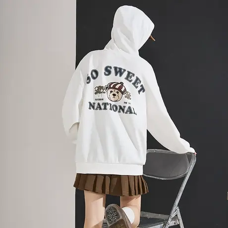 唐狮卫衣女秋冬新款针织后背印花休闲宽松ins时尚女长袖卫衣商品大图