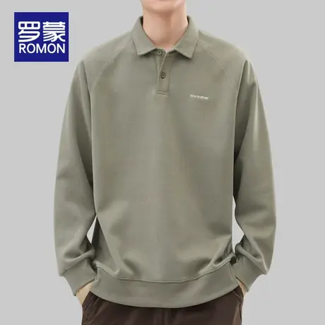 罗蒙POLO衫翻领卫衣男春秋季新款男士休闲长袖T恤潮牌男装上衣服商品大图