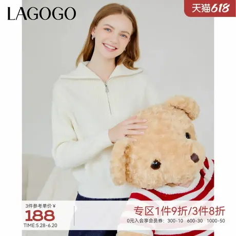 LAGOGO显瘦简约气质毛针织衫女拉谷谷软糯舒适套头百搭舒适毛衣商品大图