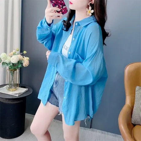 薄款透气防晒衬衫女夏季2025新款宽松大码洋气百搭防晒服上衣外套图片