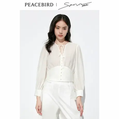 太平鸟女装年夏季新款品质V领衬衫A1CAD2E01商品大图