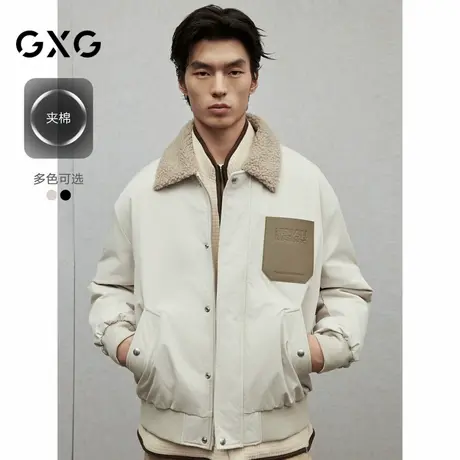 【X】GXG男装仿羊羔毛领复古夹克男保暖加厚夹克外套2024冬季品1商品大图